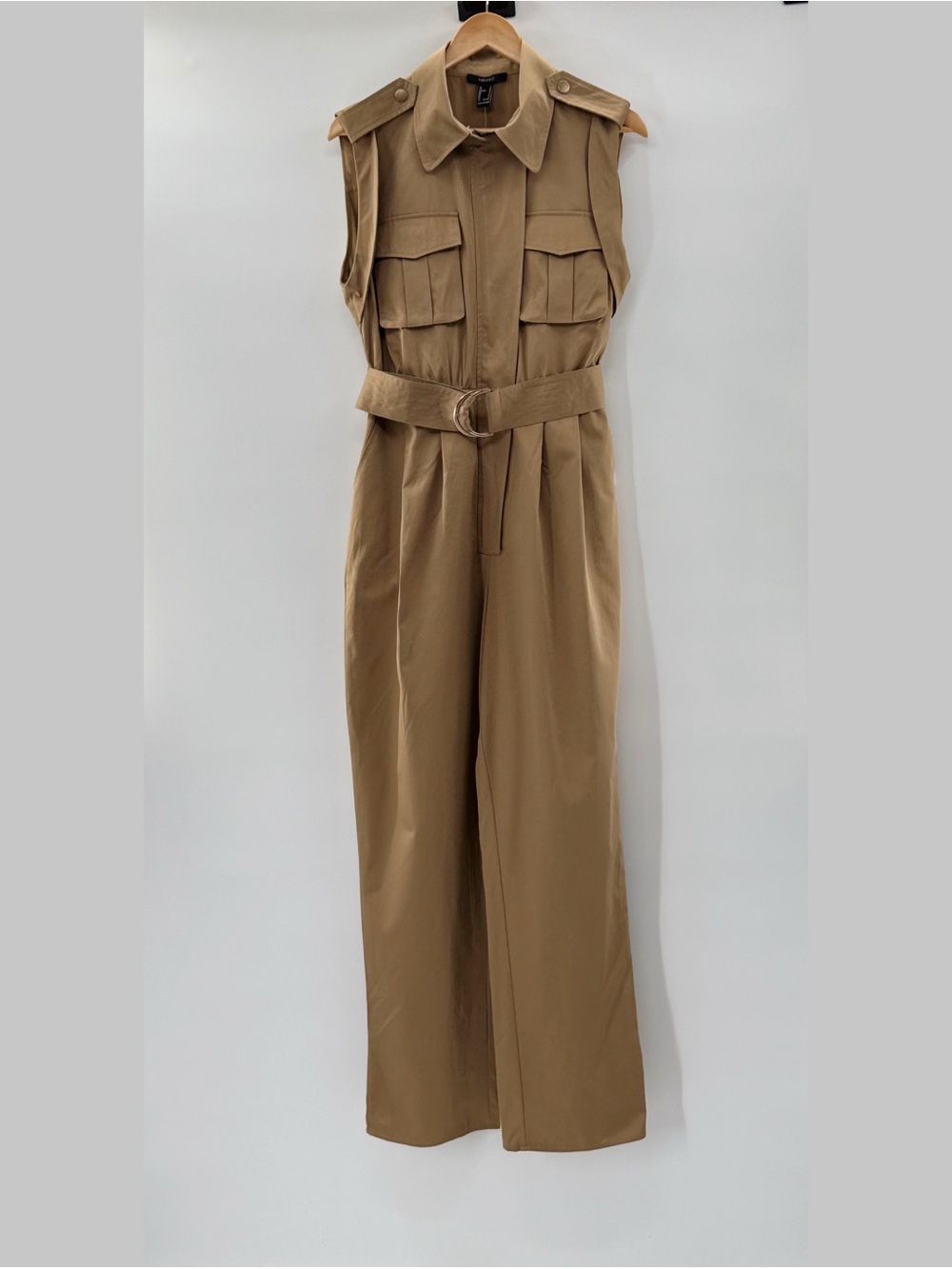 Forever 21 Khaki Utility Sleeveless Jumpsuit with Belt
